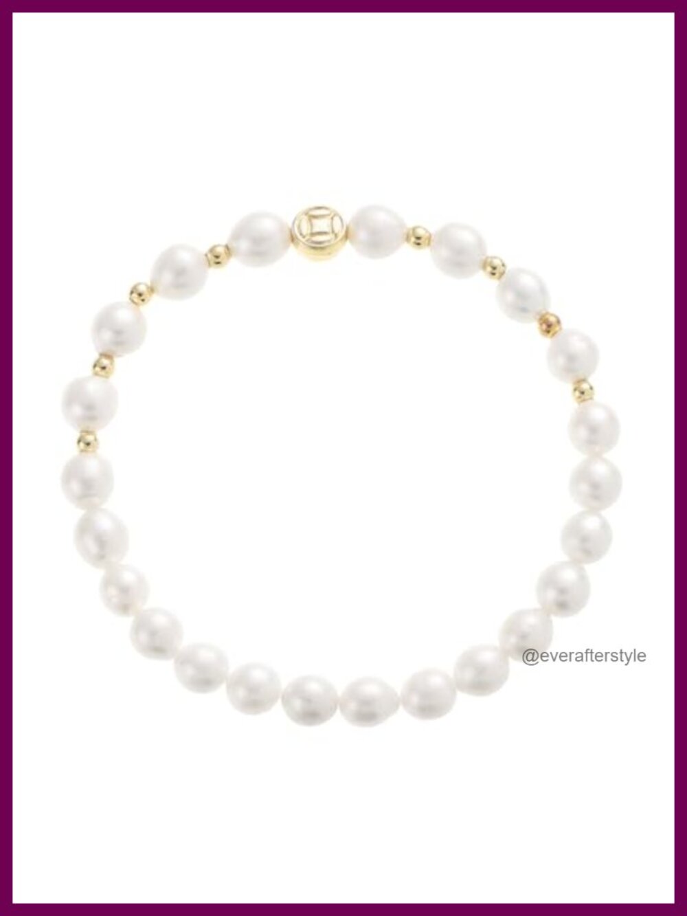 Freshwater Pearl Bracelet Gold Tone Elastic 7 Inch Strand